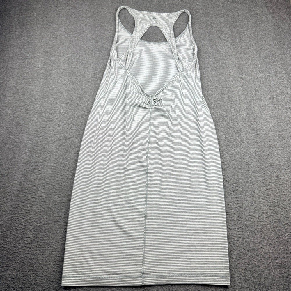 Lululemon Gray White Striped Racerback Open Back Midi‎ Dress Size 4
